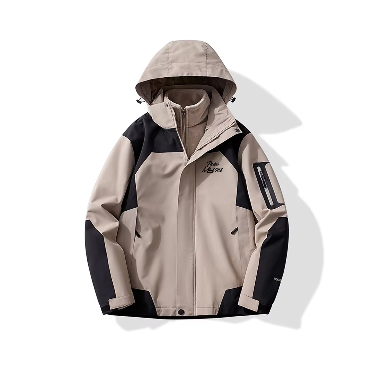Waterproof jacket with removable fleece beige