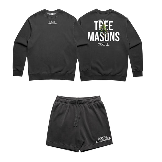 Bonsai shorts & sweatshirt set faded black