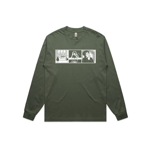 Comic Strip Oversized Long Sleeve (cypress green)