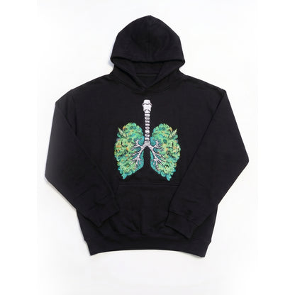 Green lungs embroidered hoodie
