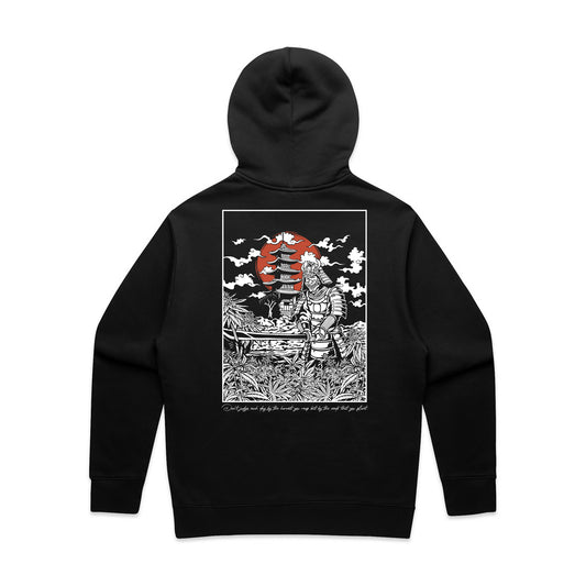Samurai Harvest white print hoodie